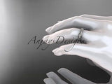 Platinum diamond leaf and vine engagement ring, wedding band ADLR50P - Vinsiena Designs