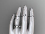 14kt white gold diamond flower engagement ring "Forever One" Moissanite ADLR221 - Vinsiena Designs
