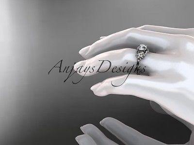 Unique platinum diamond flower engagement ring ADLR220 - Vinsiena Designs