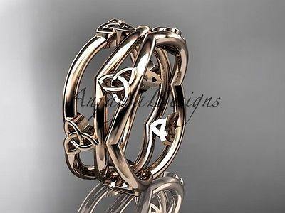 14kt rose gold celtic trinity knot wedding band, engagement ring CT7350G - Vinsiena Designs