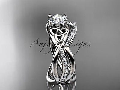 14k white gold celtic trinity knot engagement set,wedding ring Moissanite CT790S