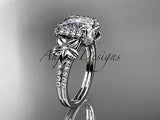 14kt white gold diamond floral wedding ring, engagement ring, moissanite ADLR148 - Vinsiena Designs