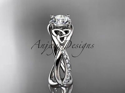 Platinum celtic trinity knot engagement ring, wedding ring Moissanite CT790