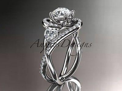 Unique Platinum diamond engagement ring, wedding band ADLR320P - Vinsiena Designs