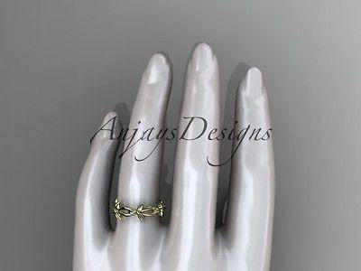 14k yellow gold leaf and vine wedding ring, engagement ring ADLR19C - Vinsiena Designs