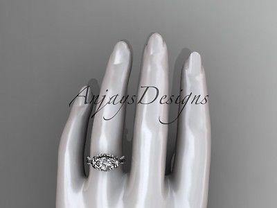 Unique platinum diamond flower engagement ring ADLR220 - Vinsiena Designs