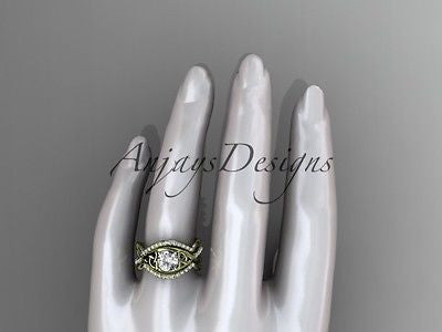 14k yellow gold celtic trinity knot wedding set,double matching band CT790S