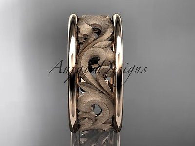 14kt rose gold  leaf and vine engagement ring, wedding band ADLR121 - Vinsiena Designs