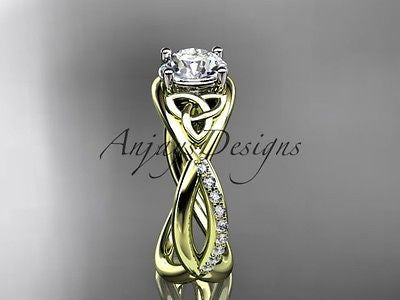 14k yellow gold celtic trinity knot engagement ring,wedding Moissanite CT790