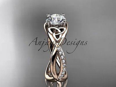 14k rose gold celtic trinity knot engagement ring,wedding ring Moissanite CT790