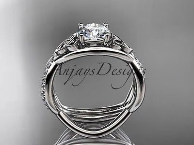 14k white gold celtic trinity knot engagement set,wedding ring Moissanite CT790S