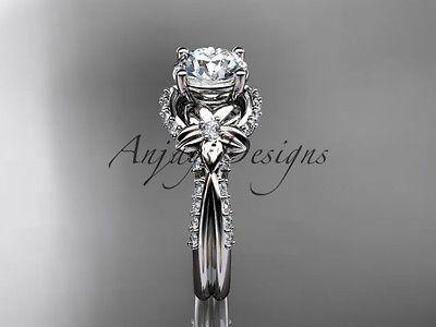 Unique platinum diamond flower engagement ring ADLR220 - Vinsiena Designs