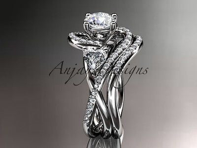 Unique Platinum diamond engagement set, wedding ring ADLR320S - Vinsiena Designs