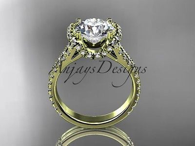 14k yellow gold diamond unique engagement ring, wedding ring  ADER107 - Vinsiena Designs