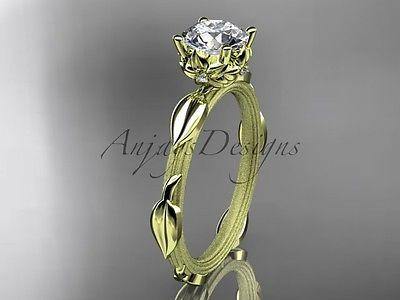 14k yellow gold diamond wedding,engagement ring "Forever One" Moissanite ADLR290 - Vinsiena Designs