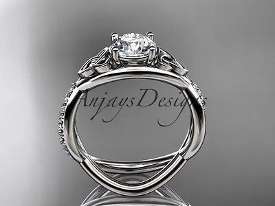 14k white gold celtic trinity knot engagement ring,wedding ring Moissanite CT790