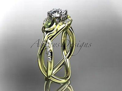 Unique 14kt yellow gold diamond tulip flower,  engagement ring ADLR226 - Vinsiena Designs