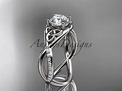 Platinum celtic trinity knot engagement ring, wedding ring Moissanite CT790