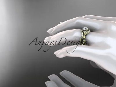 14k yellow gold celtic trinity knot engagement set,wedding Moissanite CT790S