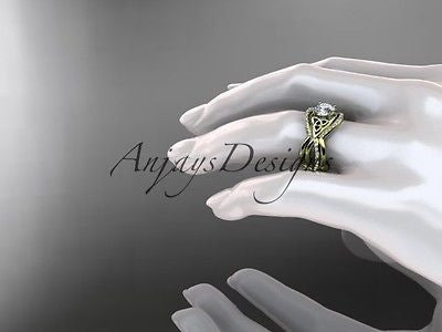 14k yellow gold celtic trinity knot wedding set,double matching band CT790S