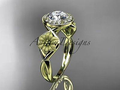 Unique 14kt yellow gold diamond flower wedding ring, engagement ring ADLR219 - Vinsiena Designs