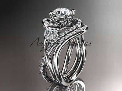 Unique Platinum diamond engagement set, wedding ring ADLR320S - Vinsiena Designs