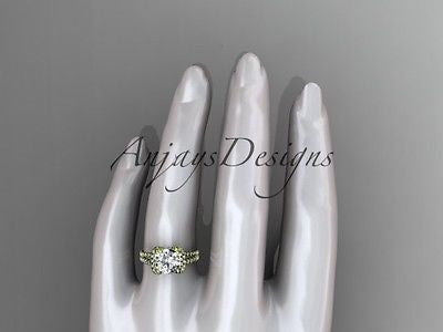 14k yellow gold diamond unique engagement ring, wedding ring  ADER107 - Vinsiena Designs