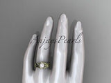 Unique 14kt yellow gold leaf and vine pearl engagement set AP301S - Vinsiena Designs