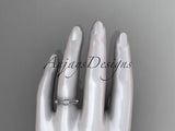 Platinum diamond leaf and vine engagement ring, wedding band ADLR50P - Vinsiena Designs