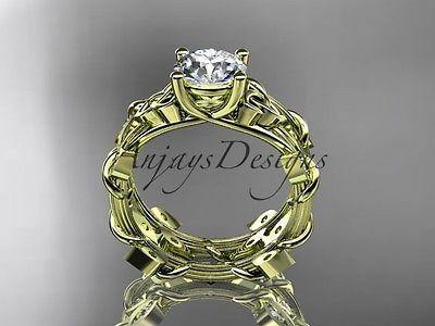 14kt yellow gold diamond celtic, engagement set,"Forever One" Moissanite CT7215S - Vinsiena Designs