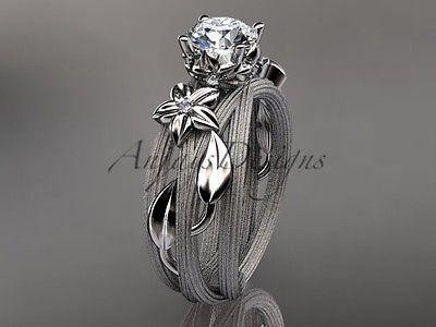 14kt white gold diamond floral, wedding ring, engagement ring ADLR253 - Vinsiena Designs