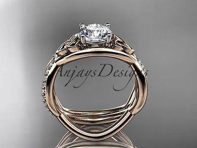 14k rose gold celtic trinity knot engagement set,wedding ring Moissanite CT790S