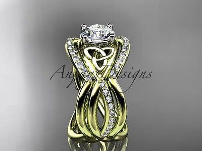 14k yellow gold celtic trinity knot wedding set,double matching band CT790S