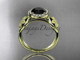 Unique 14kt yellow gold diamond wedding, engagement ring Black Diamond ADLR219 - Vinsiena Designs