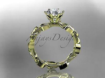 Unique 14kt yellow gold diamond floral wedding ring, engagement ring ADLR248 - Vinsiena Designs