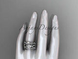 14kt white gold floral diamond engagement ring "Forever One" Moissanite ADLR270S - Vinsiena Designs