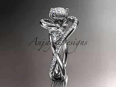 Unique Platinum diamond engagement ring, wedding band ADLR320P - Vinsiena Designs