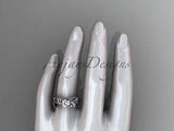 14kt white gold diamond floral, wedding ring, engagement ring ADLR253 - Vinsiena Designs