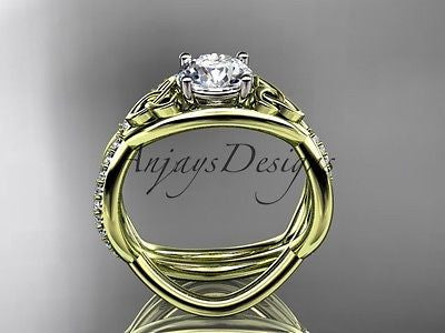 14k yellow gold celtic trinity knot engagement set,wedding Moissanite CT790S