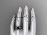 Unique Platinum diamond  engagement set, enhanced Black Diamond ADLR238P - Vinsiena Designs