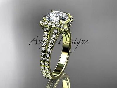 14k yellow gold diamond unique engagement ring, wedding ring  ADER107 - Vinsiena Designs