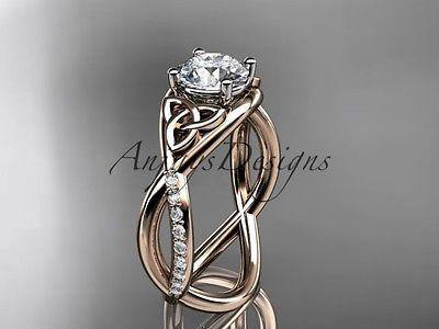 14k rose gold celtic trinity knot engagement ring,wedding ring Moissanite CT790