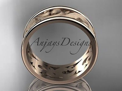 14kt rose gold  leaf and vine engagement ring, wedding band ADLR121 - Vinsiena Designs