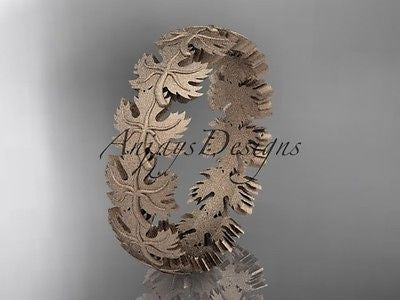 14kt rose gold  maple leaf and vine wedding band ADLR40 - Vinsiena Designs