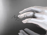 14kt white gold diamond flower wedding, engagement ring, wedding band ADLR18A - Vinsiena Designs