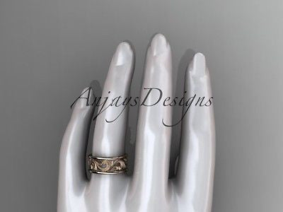 14kt rose gold  leaf and vine engagement ring, wedding band ADLR121 - Vinsiena Designs