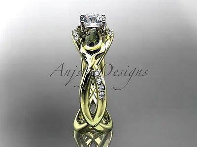 Unique 14kt yellow gold diamond tulip flower,  engagement ring ADLR226 - Vinsiena Designs