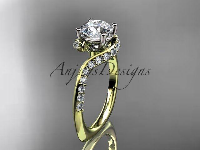 Unique 14kt yellow gold engagement ring, wedding ring ADLR277 - Vinsiena Designs