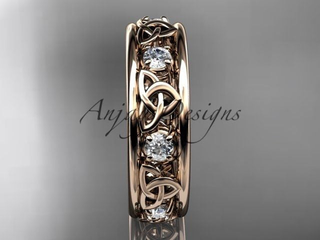 14kt rose gold celtic trinity knot wedding band, engagement ring CT7160B - Vinsiena Designs