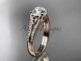 14kt rose gold celtic trinity knot diamond engagement ring ,Moissanite CT7108 - Vinsiena Designs